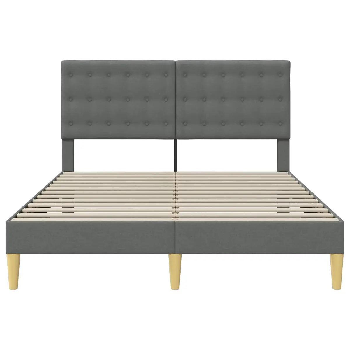 Bed Frame Fabric Headboard Dark Grey 137 x 190 cm Plywood