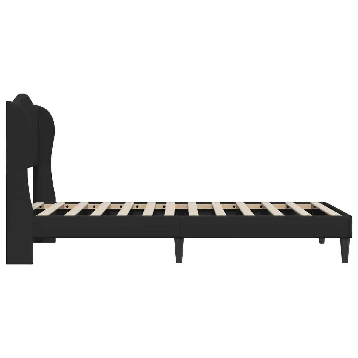 Bed Frame with Headboard Black 107 x 203 cm Modern Faux Leather Platform