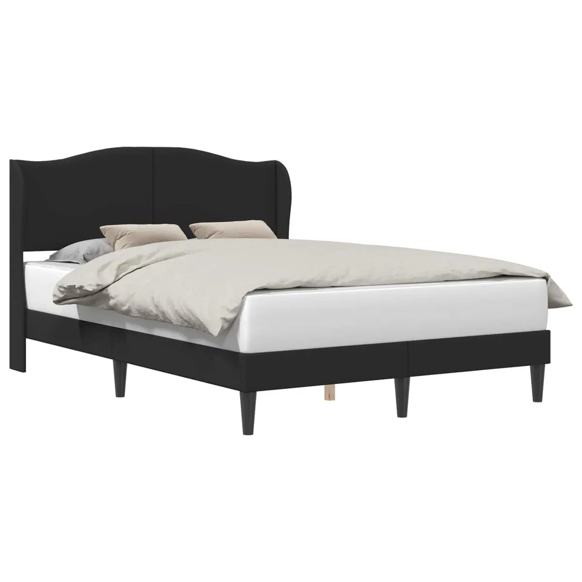 Black Faux Leather Bed Frame with Headboard