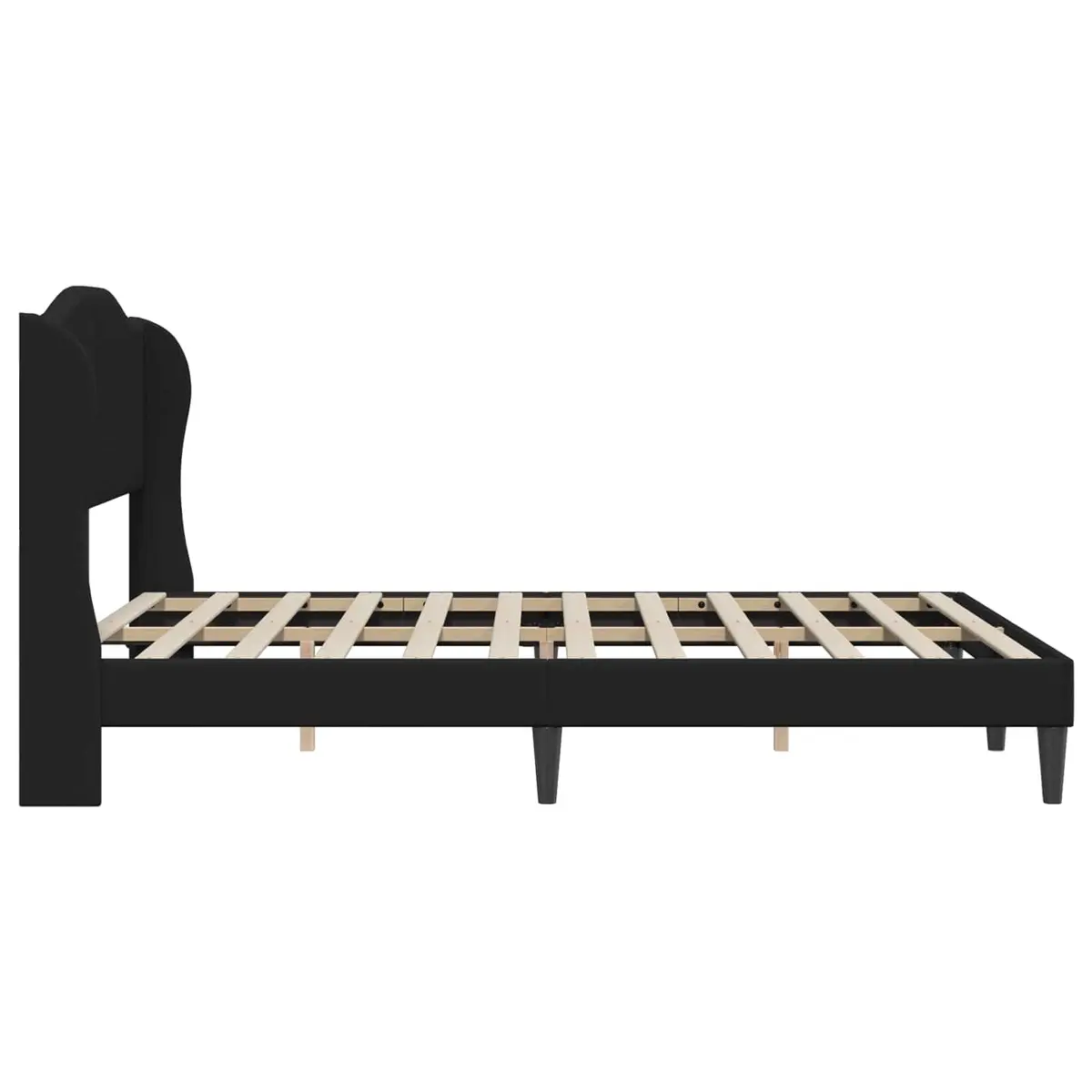 Faux Leather Bed Frame with Headboard Black 152 x 203 cm