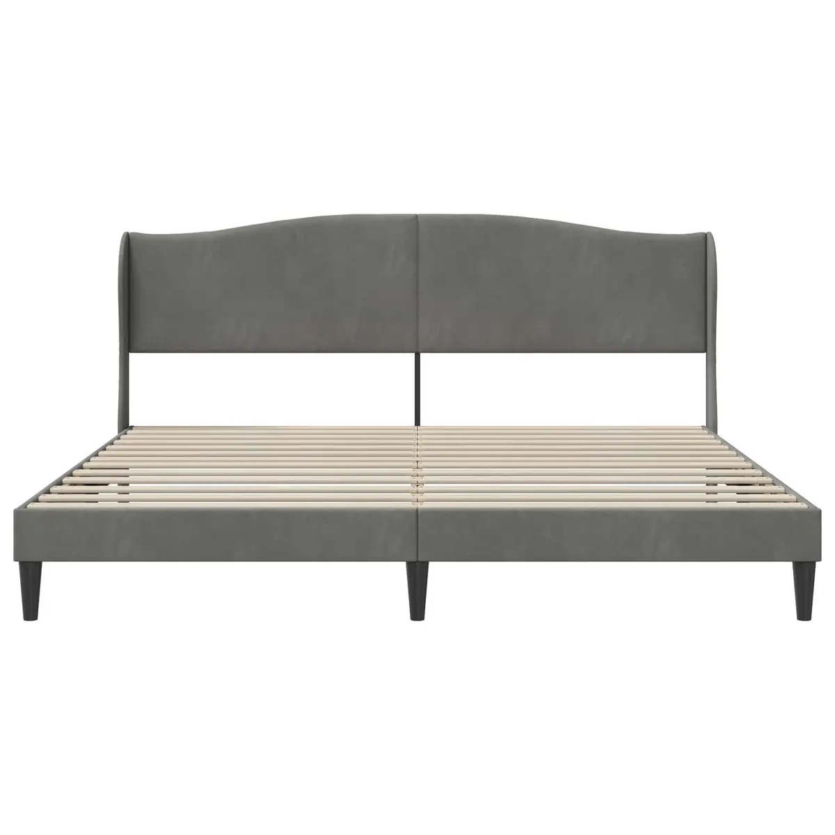 Velvet Headboard Bed Frame Dark Grey 180 x 200 cm