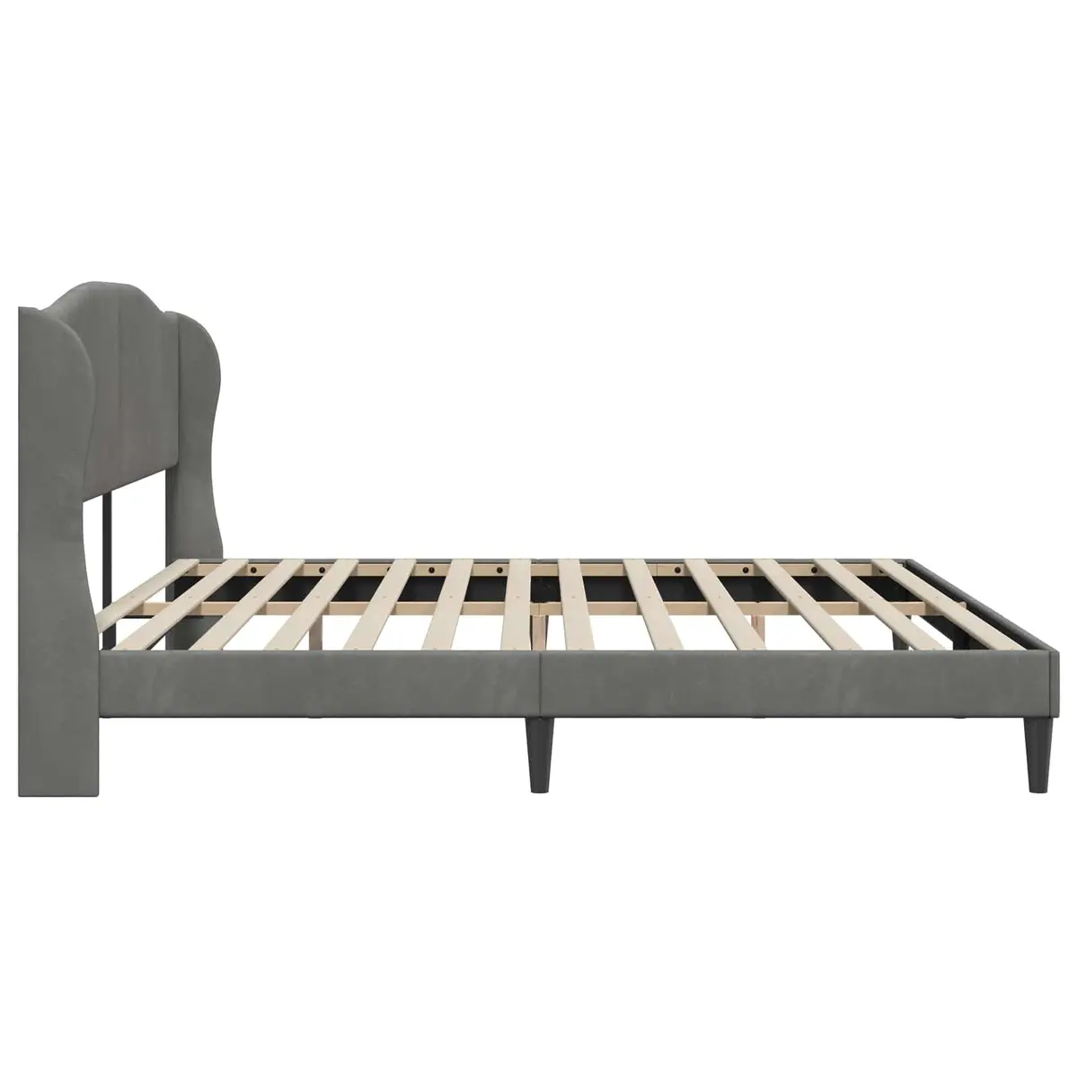 Velvet Headboard Bed Frame Dark Grey 180 x 200 cm