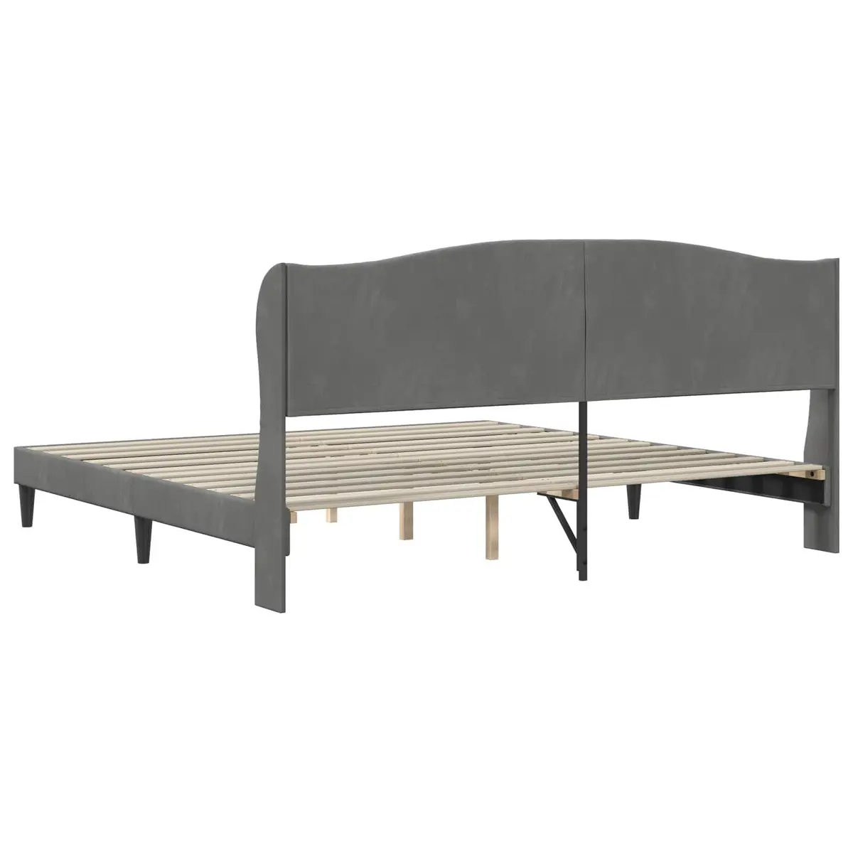 Velvet Headboard Bed Frame Dark Grey 180 x 200 cm