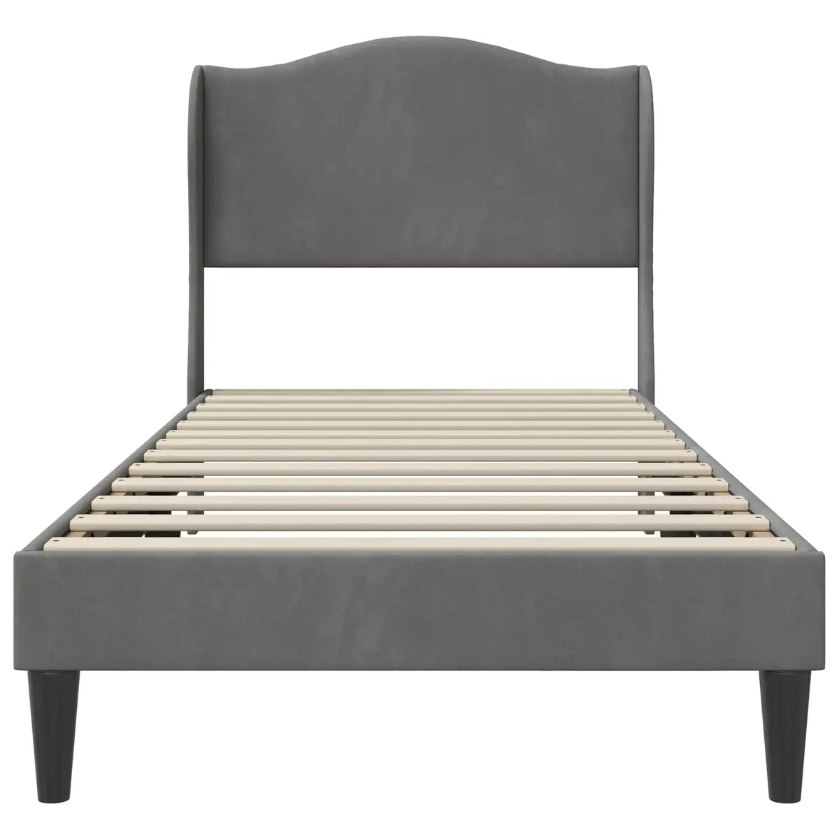 Bed Frame Dark Grey Velvet Headboard Modern 107 x 203 cm Plywood