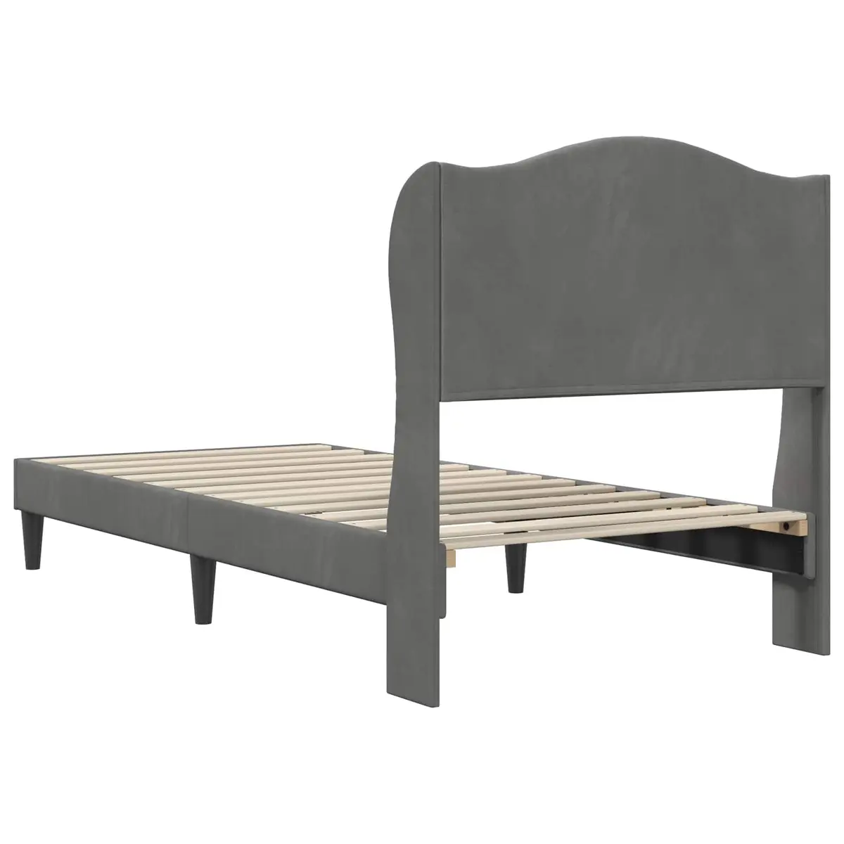 Bed Frame Dark Grey Velvet Headboard Modern 107 x 203 cm Plywood