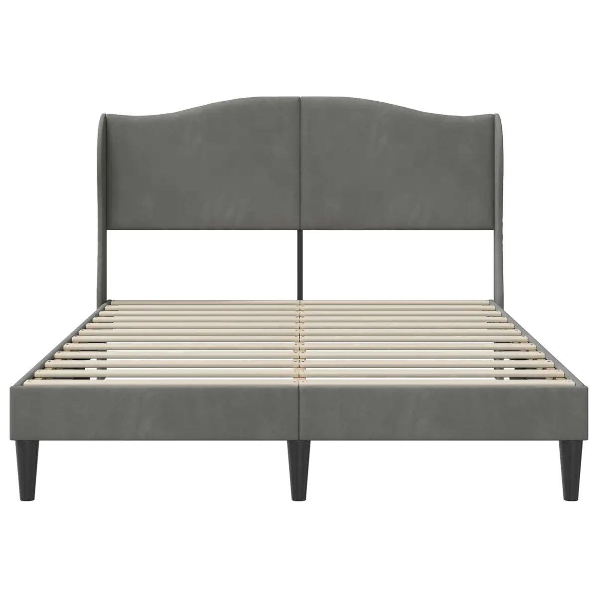 Velvet Headboard Bed Frame Dark Grey 137 x 190 cm