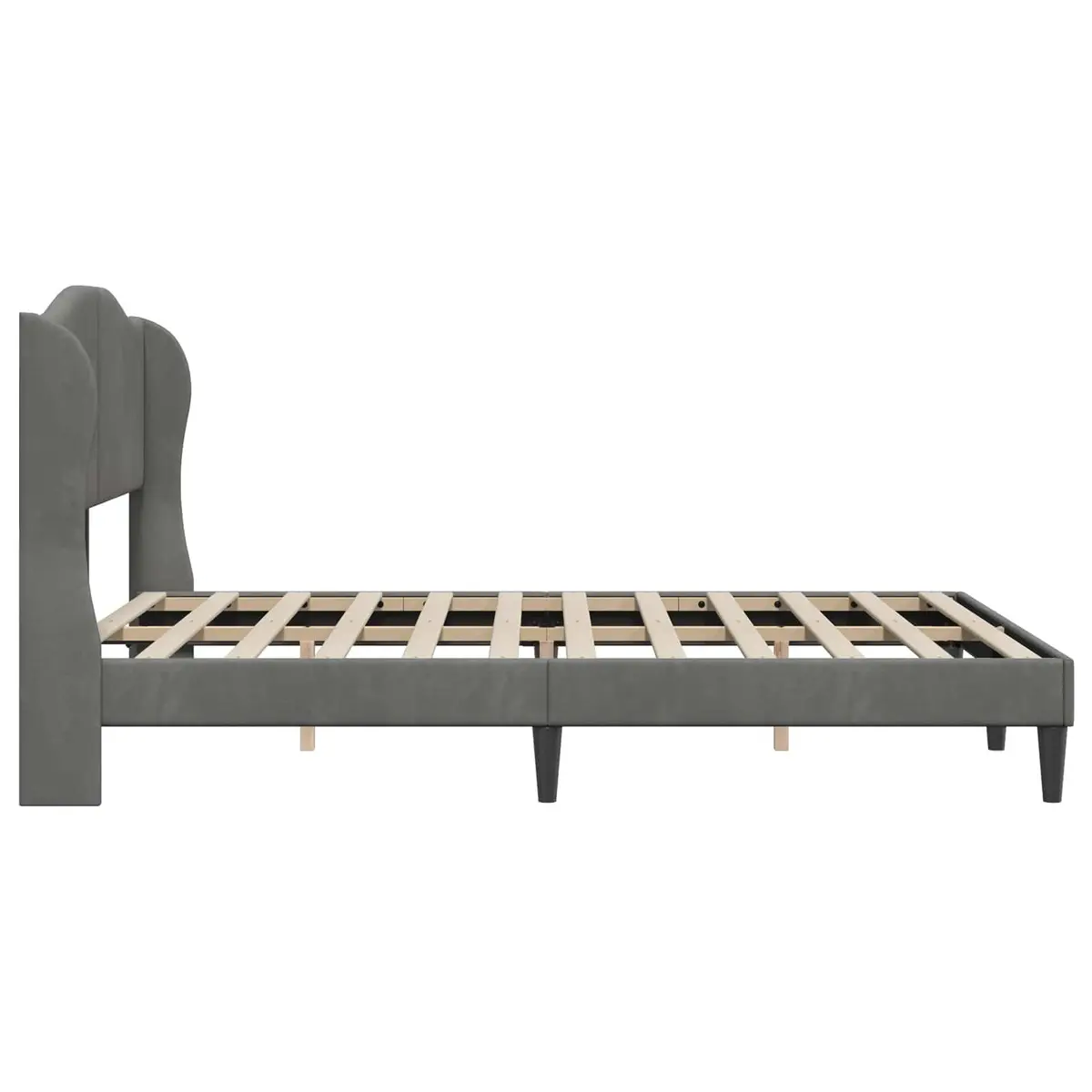 Velvet Headboard Bed Frame Dark Grey 137 x 190 cm