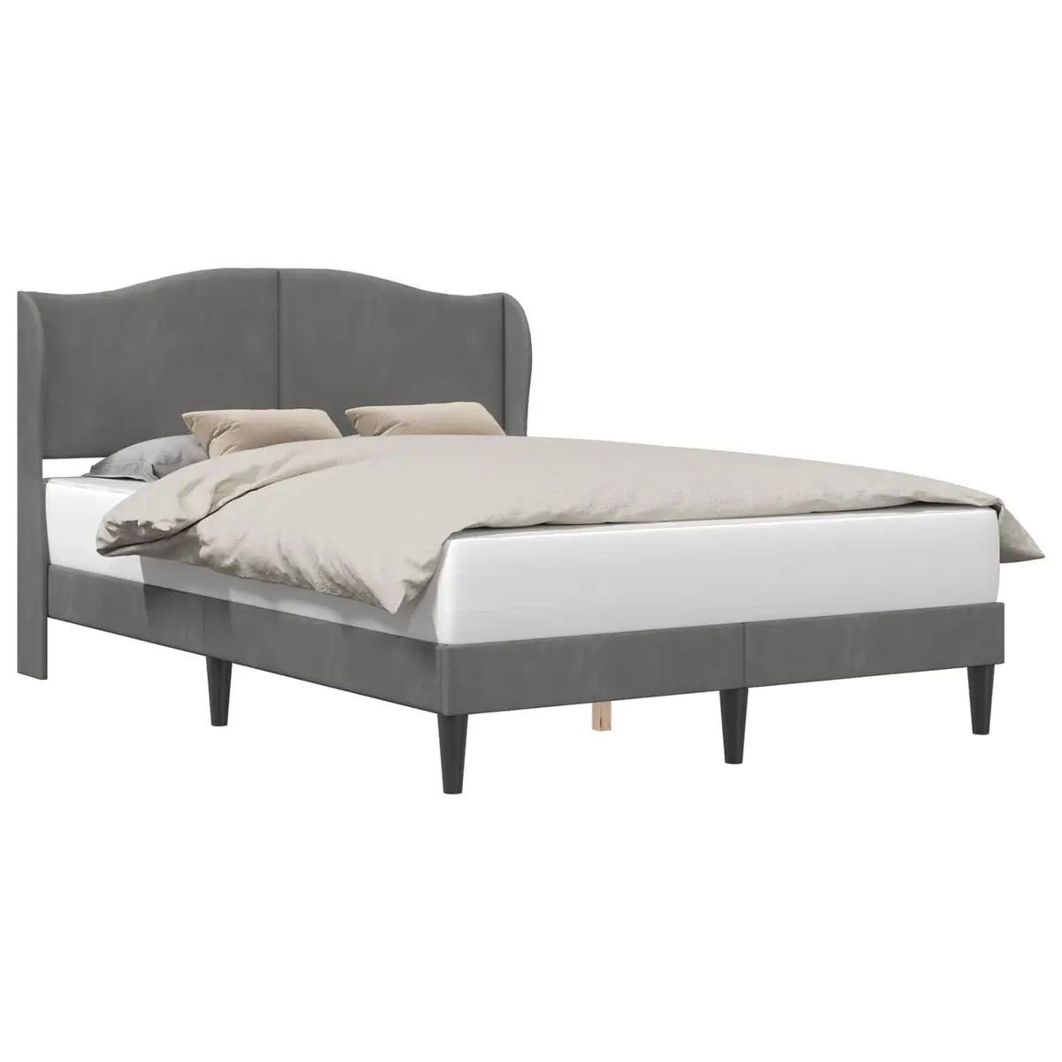 Velvet Headboard Bed Frame in Dark Grey