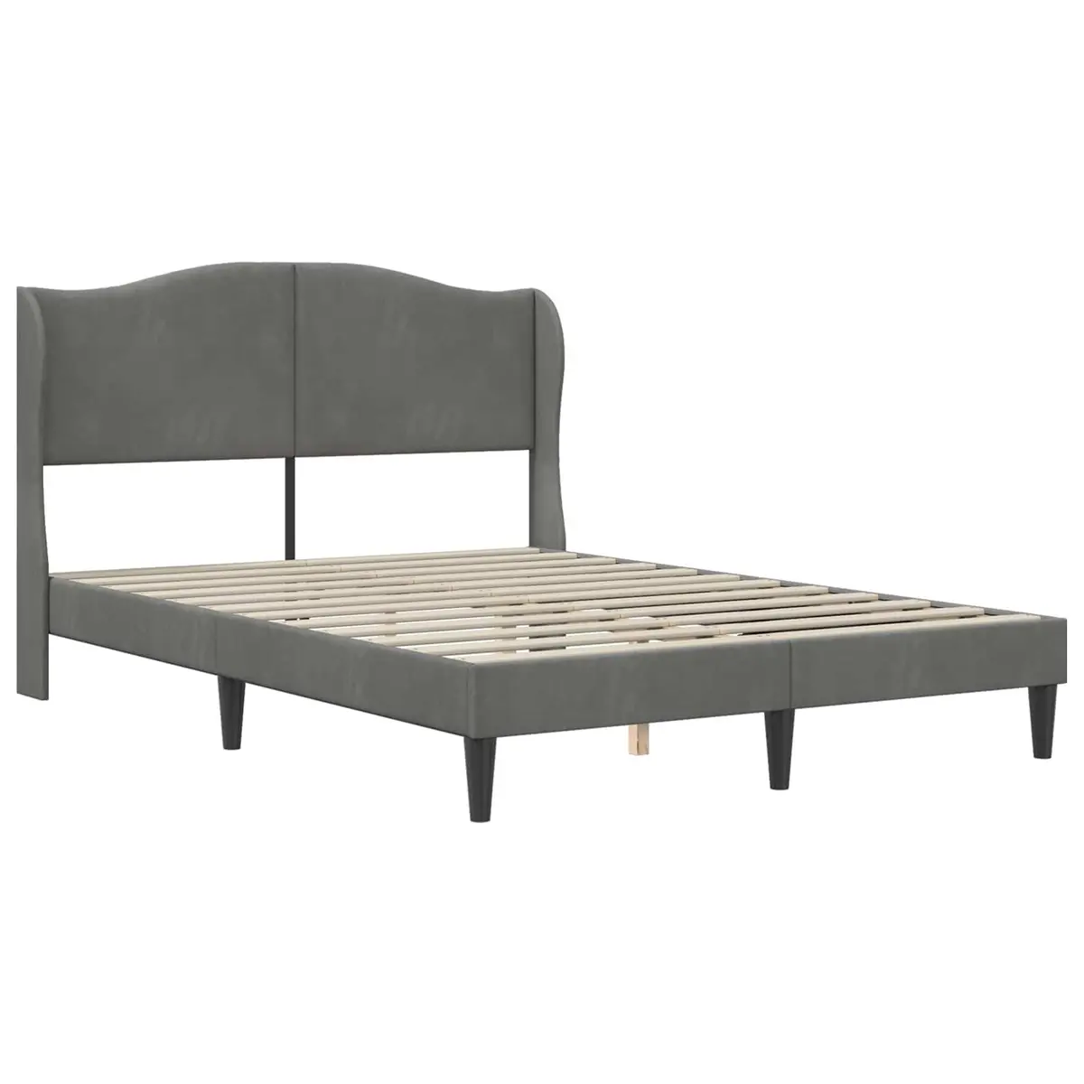 Velvet Headboard Bed Frame in Dark Grey