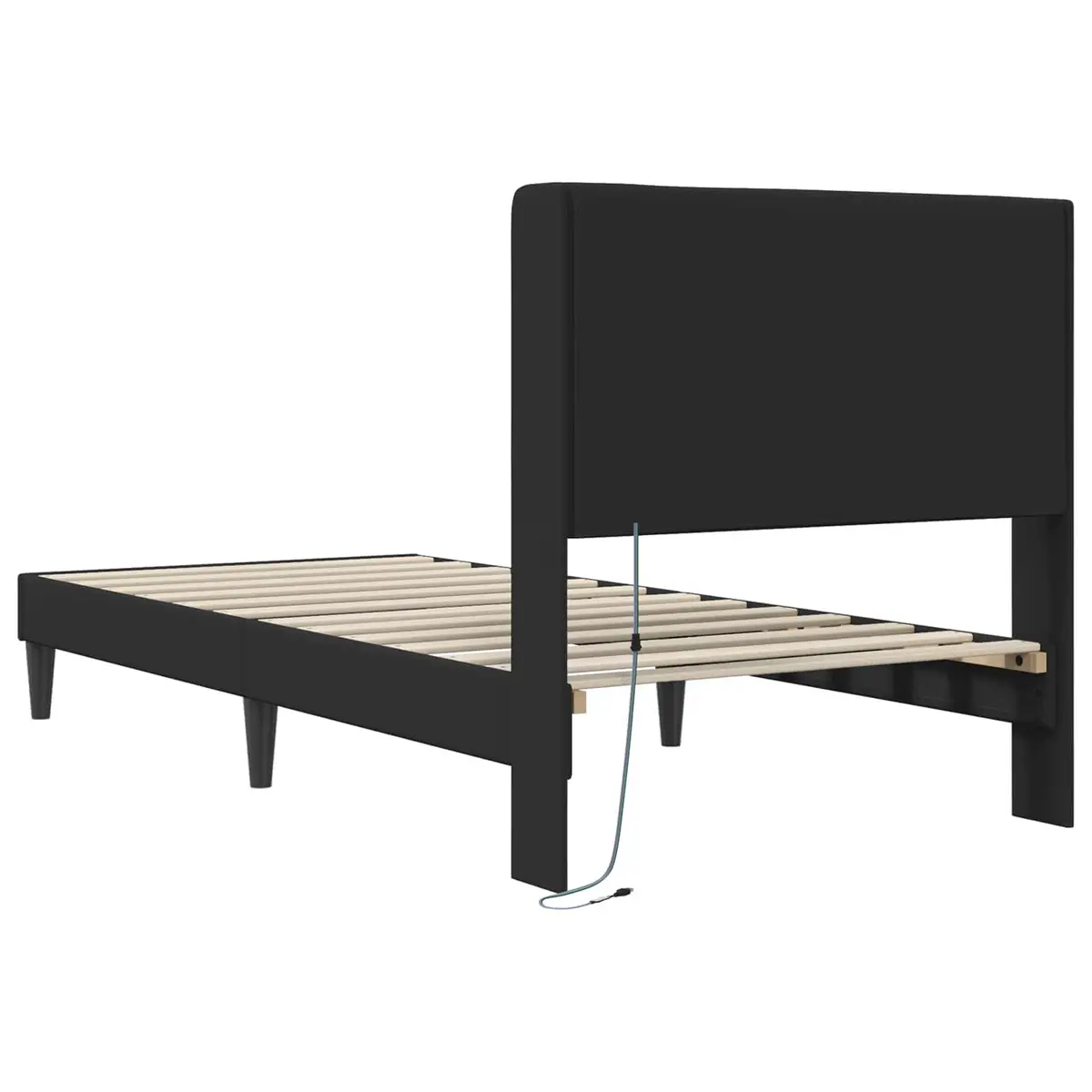 Black Bed Frame with LED Strip Lights 90 x 190 cm