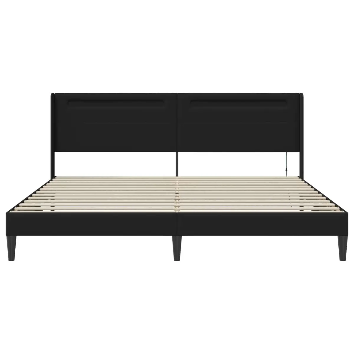 Modern Bed Frame with Multicolour LED Strip Lights Black Faux Leather 180x200cm