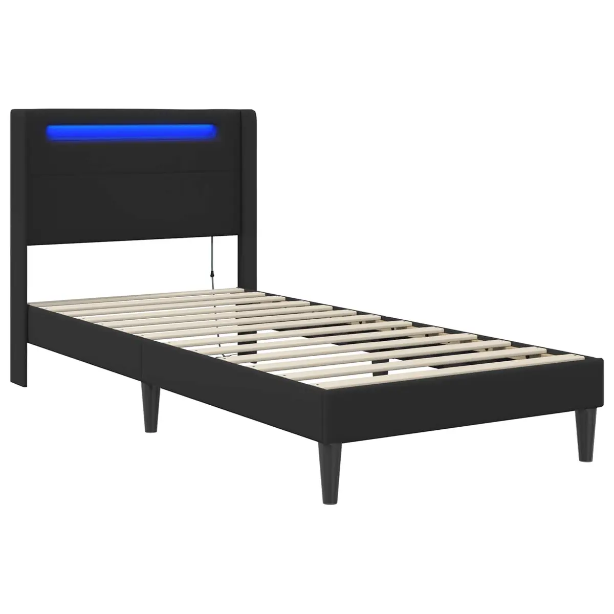 Faux Leather Bed Frame with LED Strip Lighting