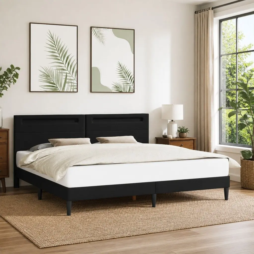Bed Frame with LED Strip Lights 180 x 200 cm