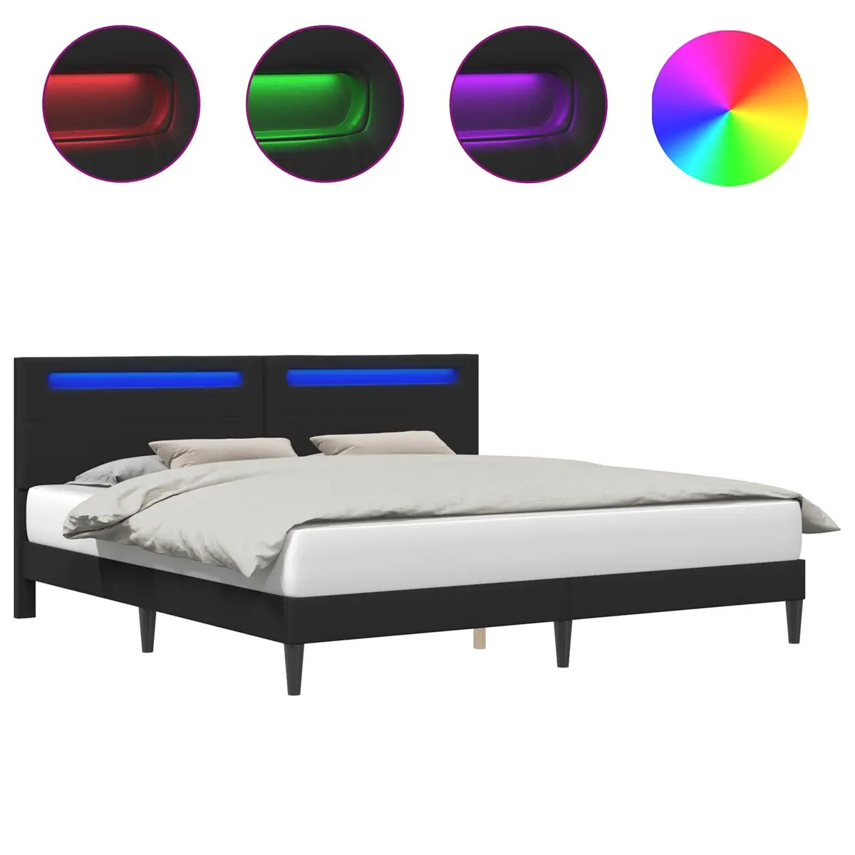 Bed Frame with LED Strip Lights 180 x 200 cm