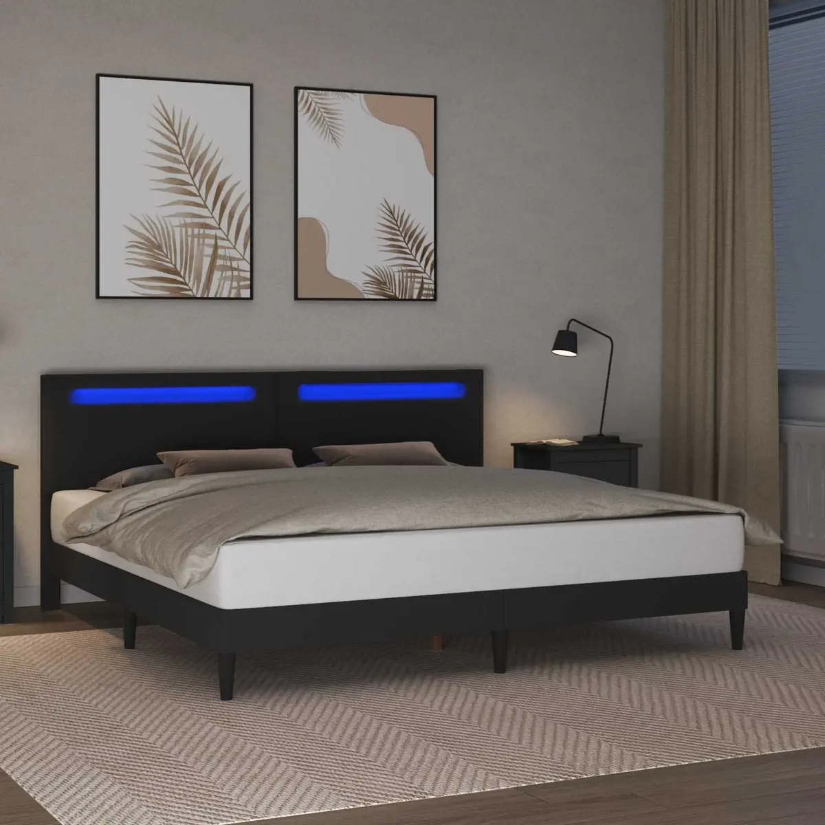 Bed Frame with LED Strip Lights 180 x 200 cm