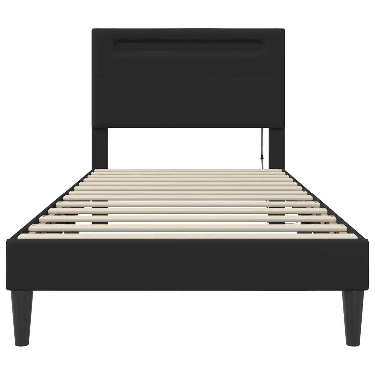 Black Bed Frame Modern Faux Leather 107 x 203 cm with Integrated LED Strip Lights