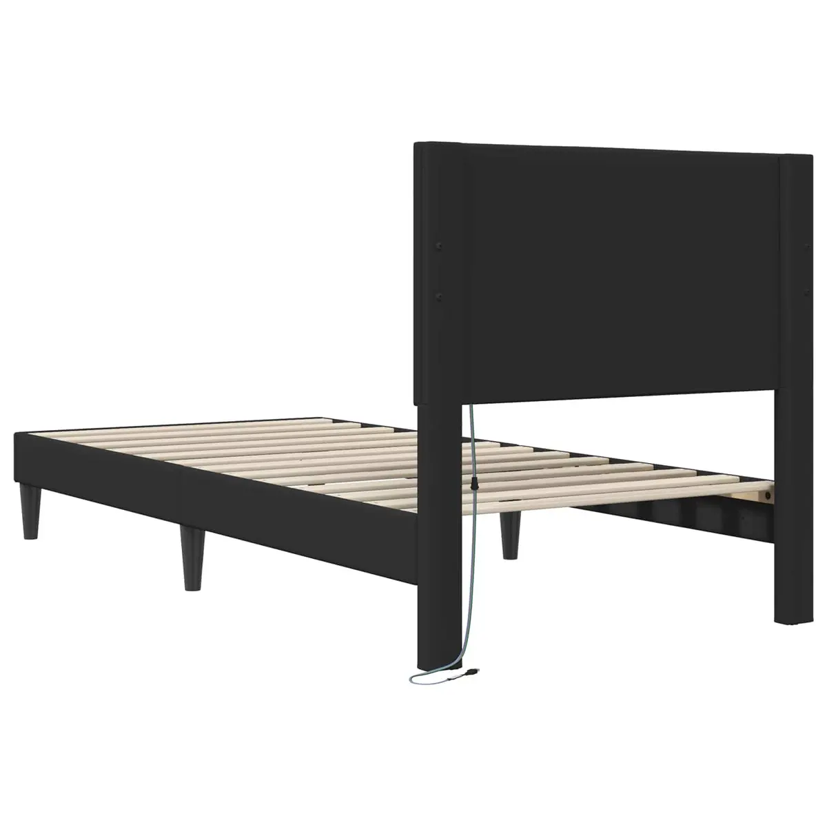 Black Bed Frame Modern Faux Leather 107 x 203 cm with Integrated LED Strip Lights