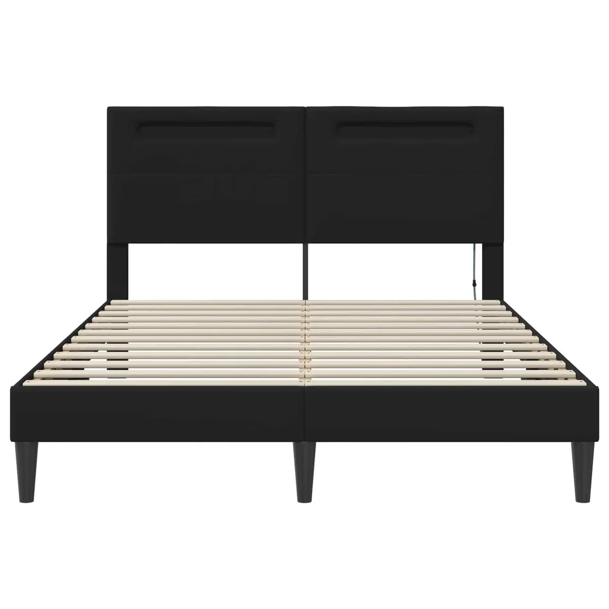 Black Bed Frame with USB LED Lights