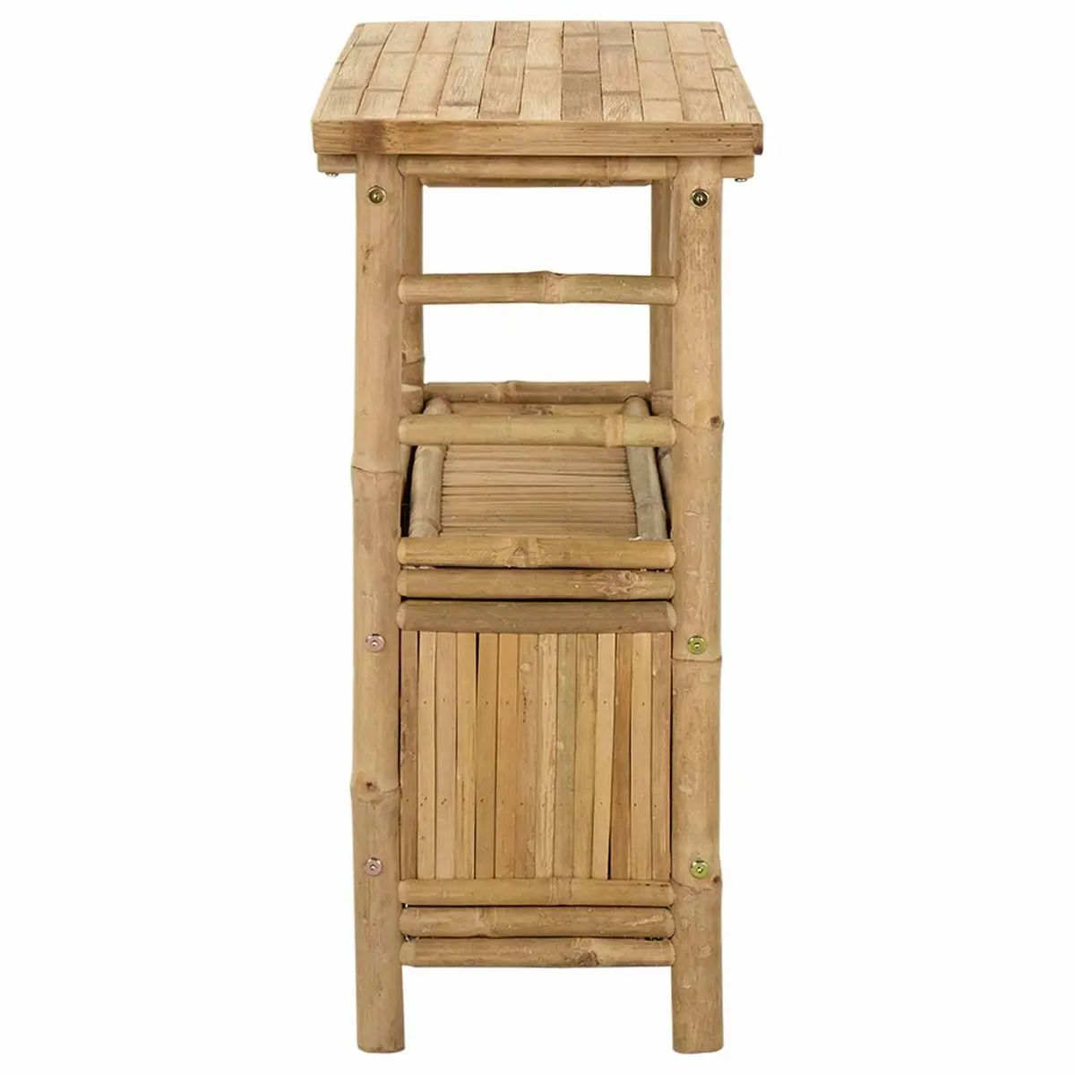Brown Bamboo Console Table with Shelf for Living Spaces