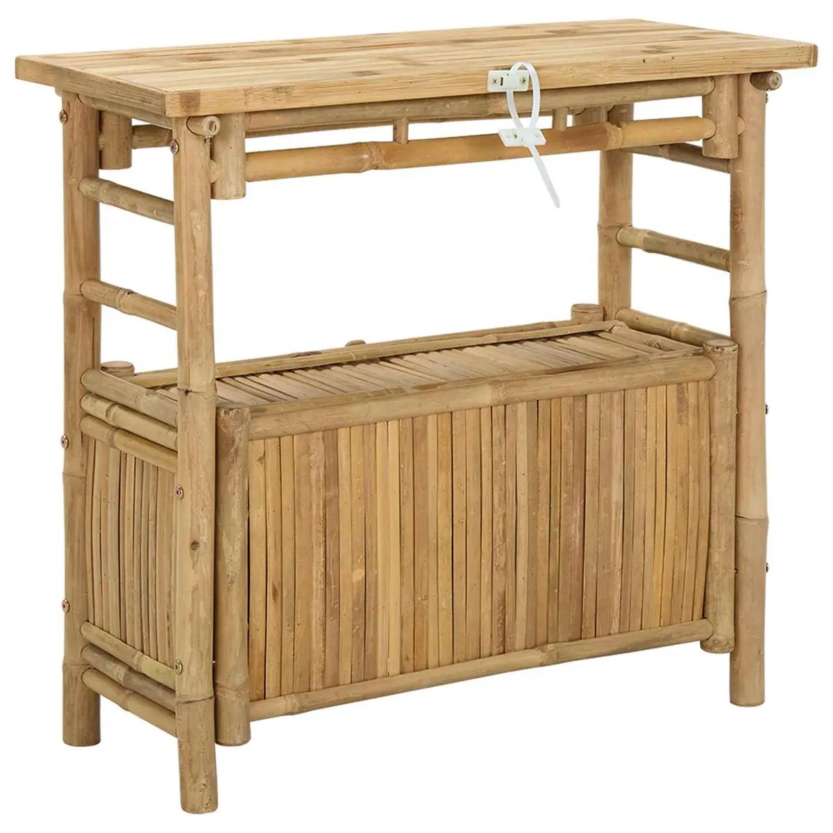 Brown Bamboo Console Table with Shelf for Living Spaces