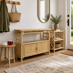 Bamboo Console Table with Shelf for Modern Spaces
