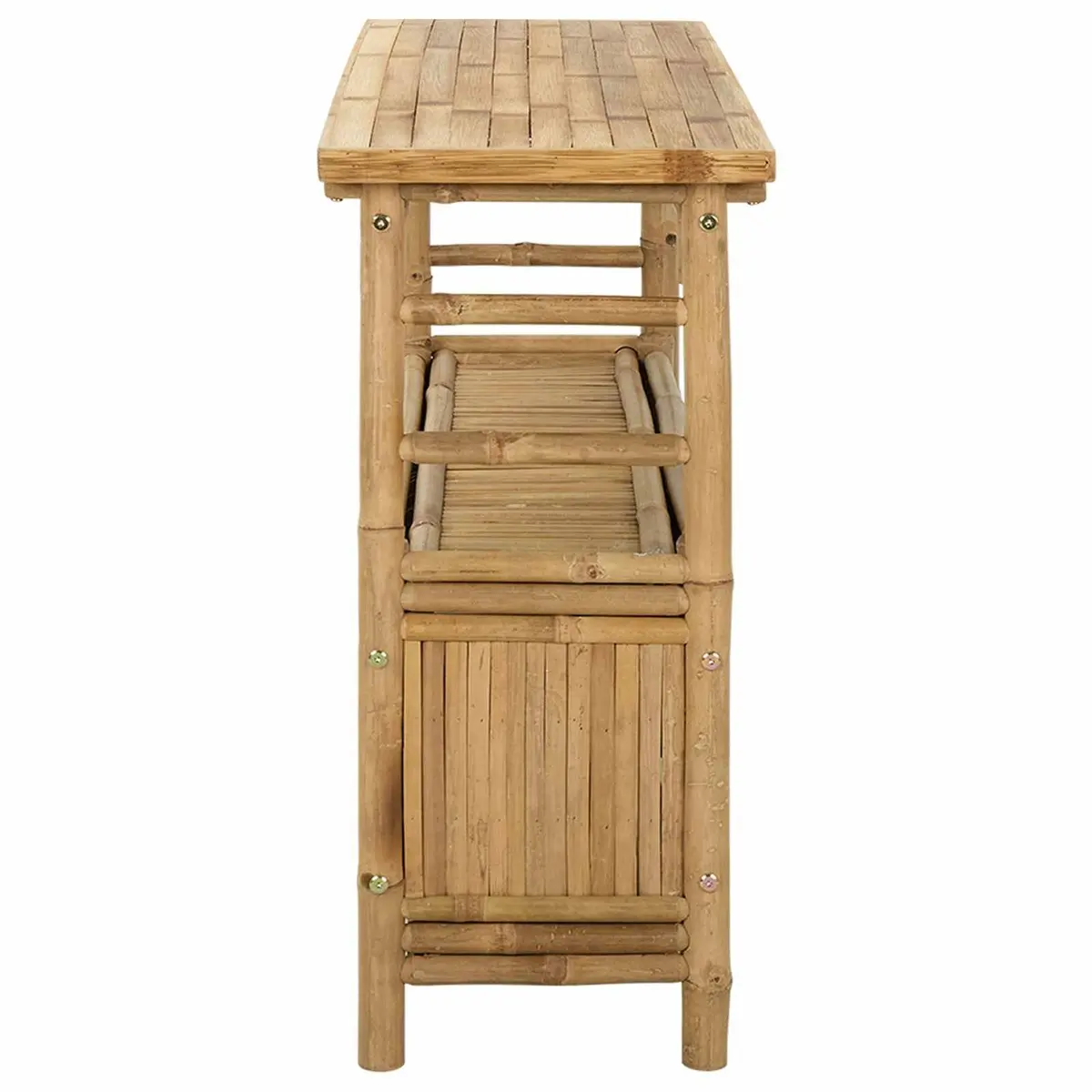 Console Table with Shelf Brown Modern Accent Table Living Room Entryway Bamboo