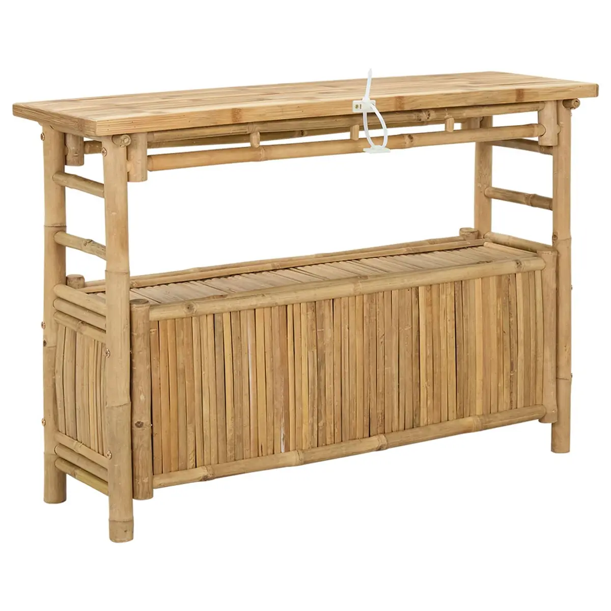 Console Table with Shelf Brown Modern Accent Table Living Room Entryway Bamboo