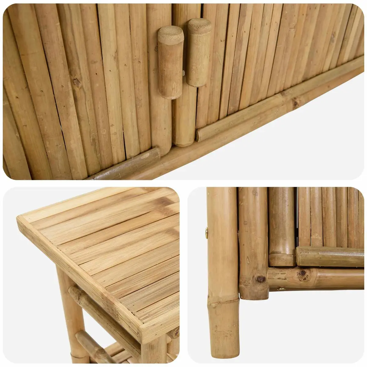 Console Table with Shelf Brown Modern Accent Table Living Room Entryway Bamboo