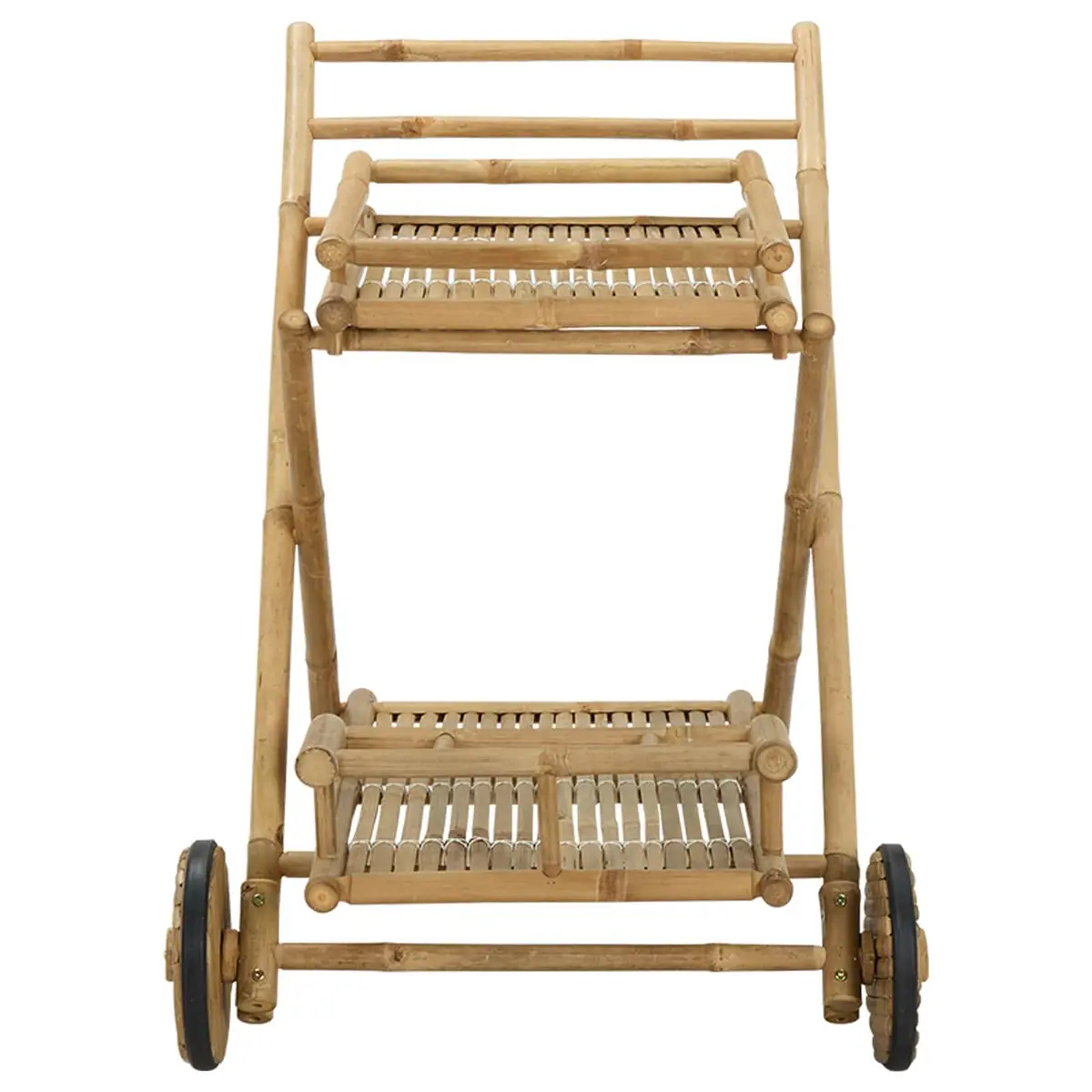 Bamboo Serving Trolley with Wheels Brown 79 x 67.5 x 84 cm Indoor Outdoor