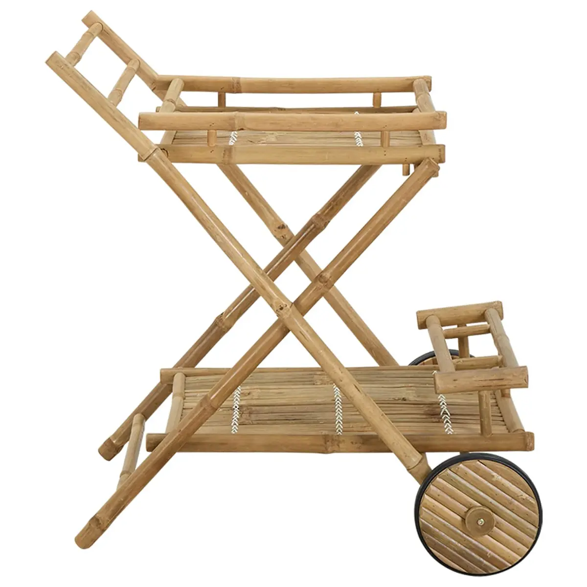 Bamboo Serving Trolley with Wheels Brown 79 x 67.5 x 84 cm Indoor Outdoor
