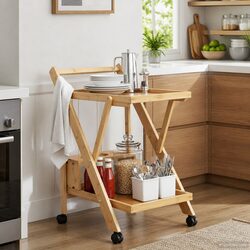 Two-Tier Kitchen Trolley with Wheels for Easy Storage