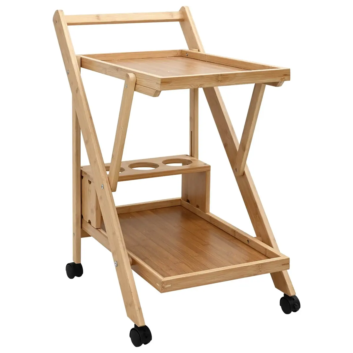 Two-Tier Kitchen Trolley with Wheels for Easy Storage