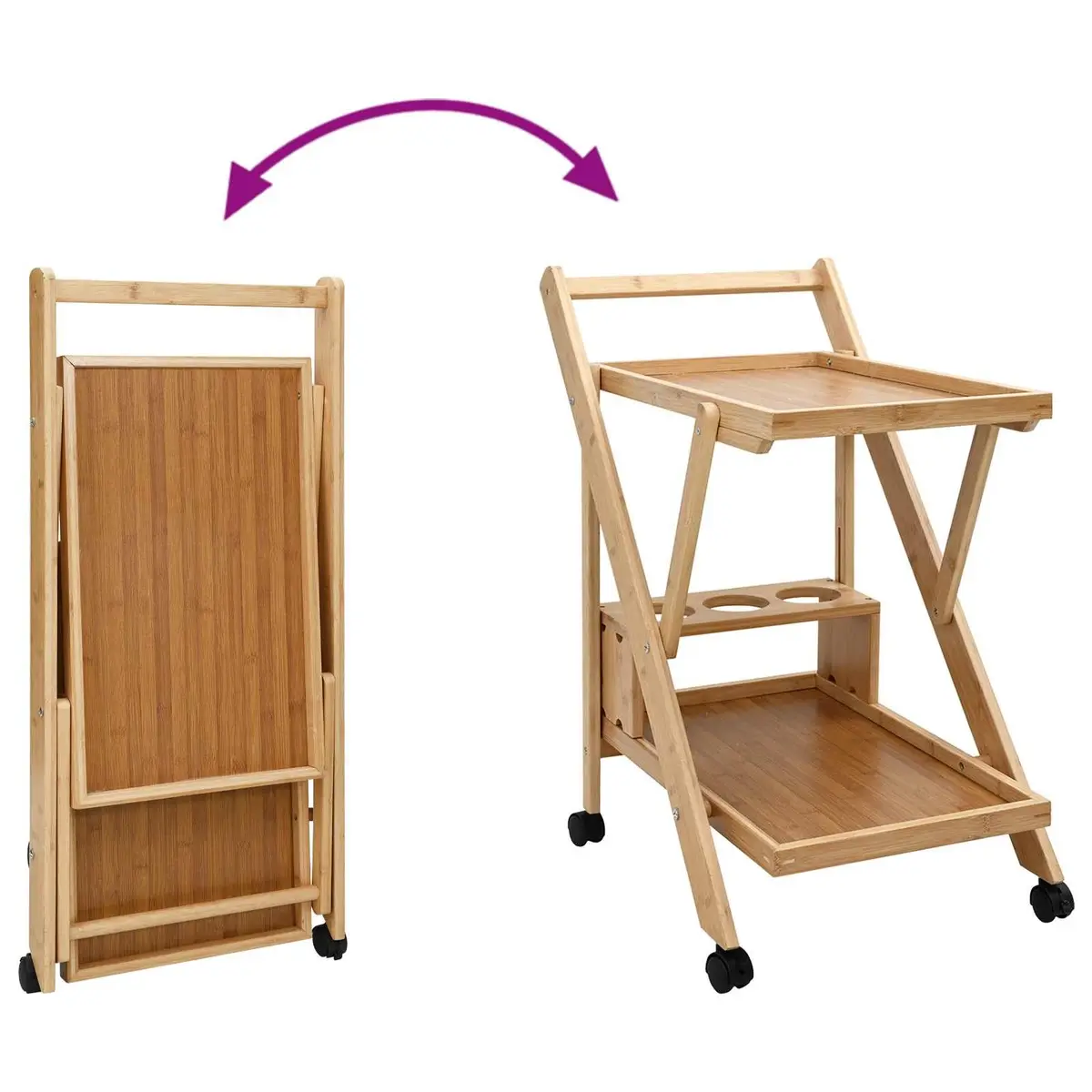 Two-Tier Kitchen Trolley with Wheels for Easy Storage