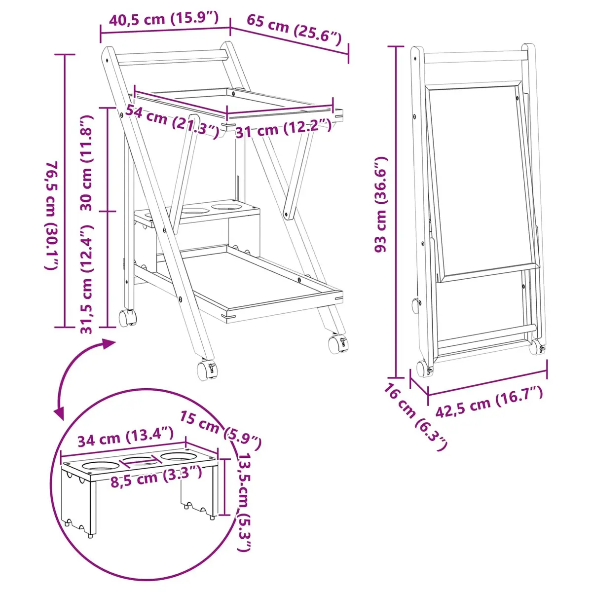 Two-Tier Kitchen Trolley with Wheels for Easy Storage