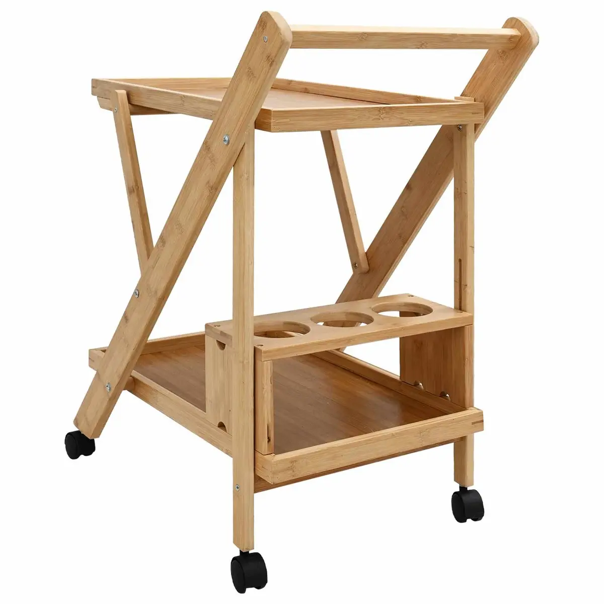 Two-Tier Kitchen Trolley with Wheels for Easy Storage