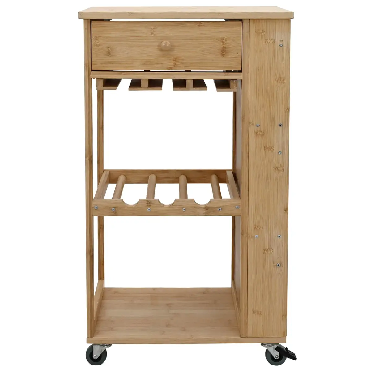 Kitchen Trolley with Wheels 3-Tier Storage Bamboo Dining Room Serving Cart