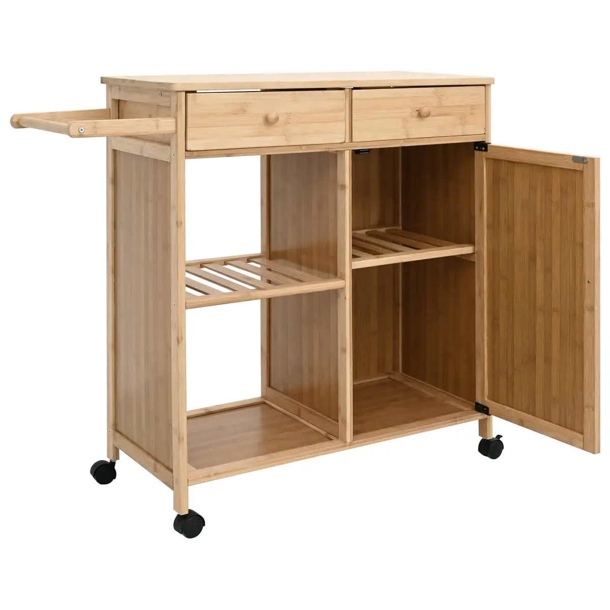 Bamboo Kitchen Trolley with Wheels for Organised Living