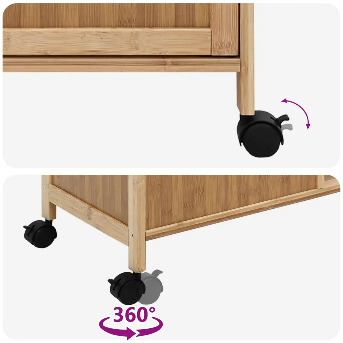 Bamboo Kitchen Trolley with Wheels for Organised Living