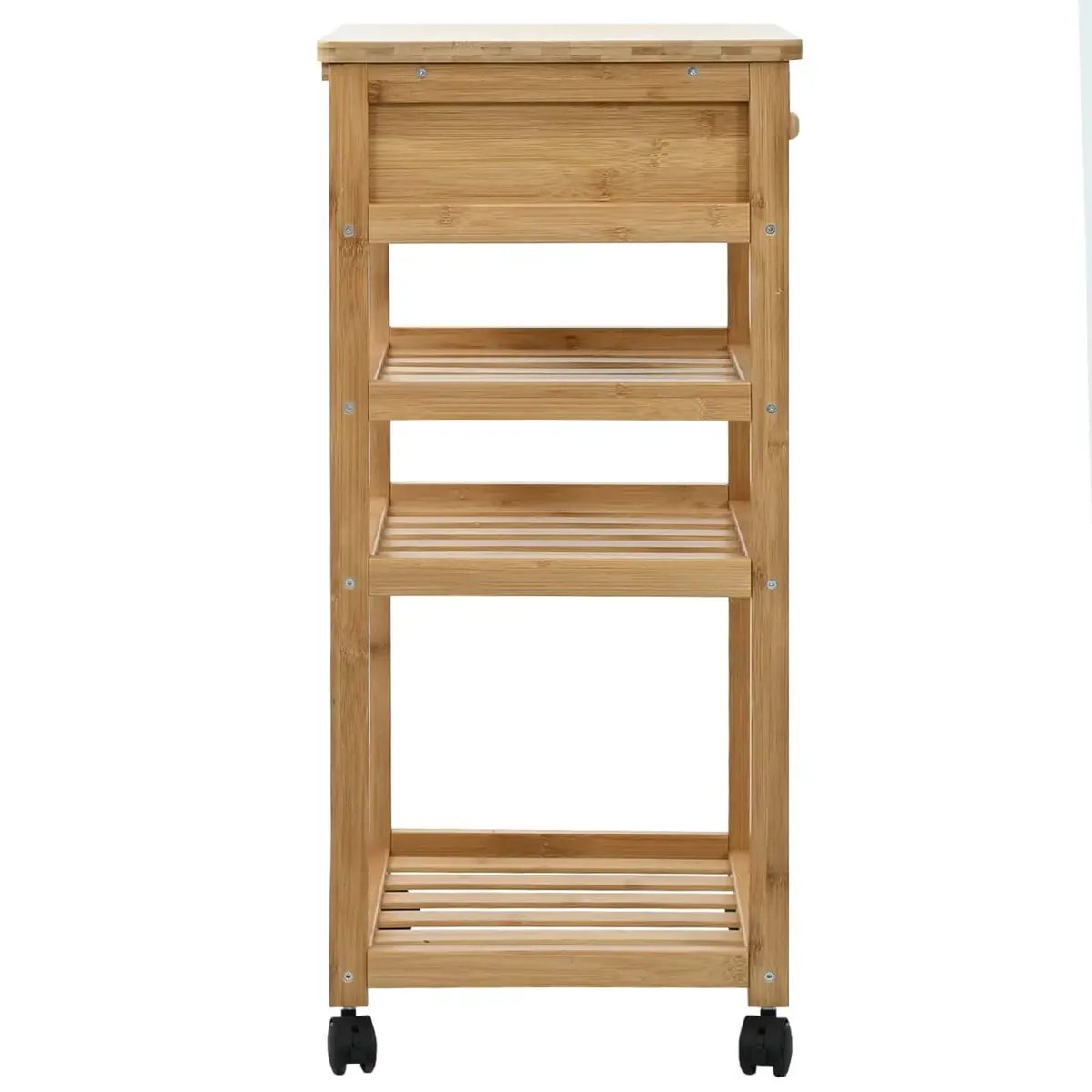 Bamboo Kitchen Trolley with Wheels 3-Tier Storage Cart