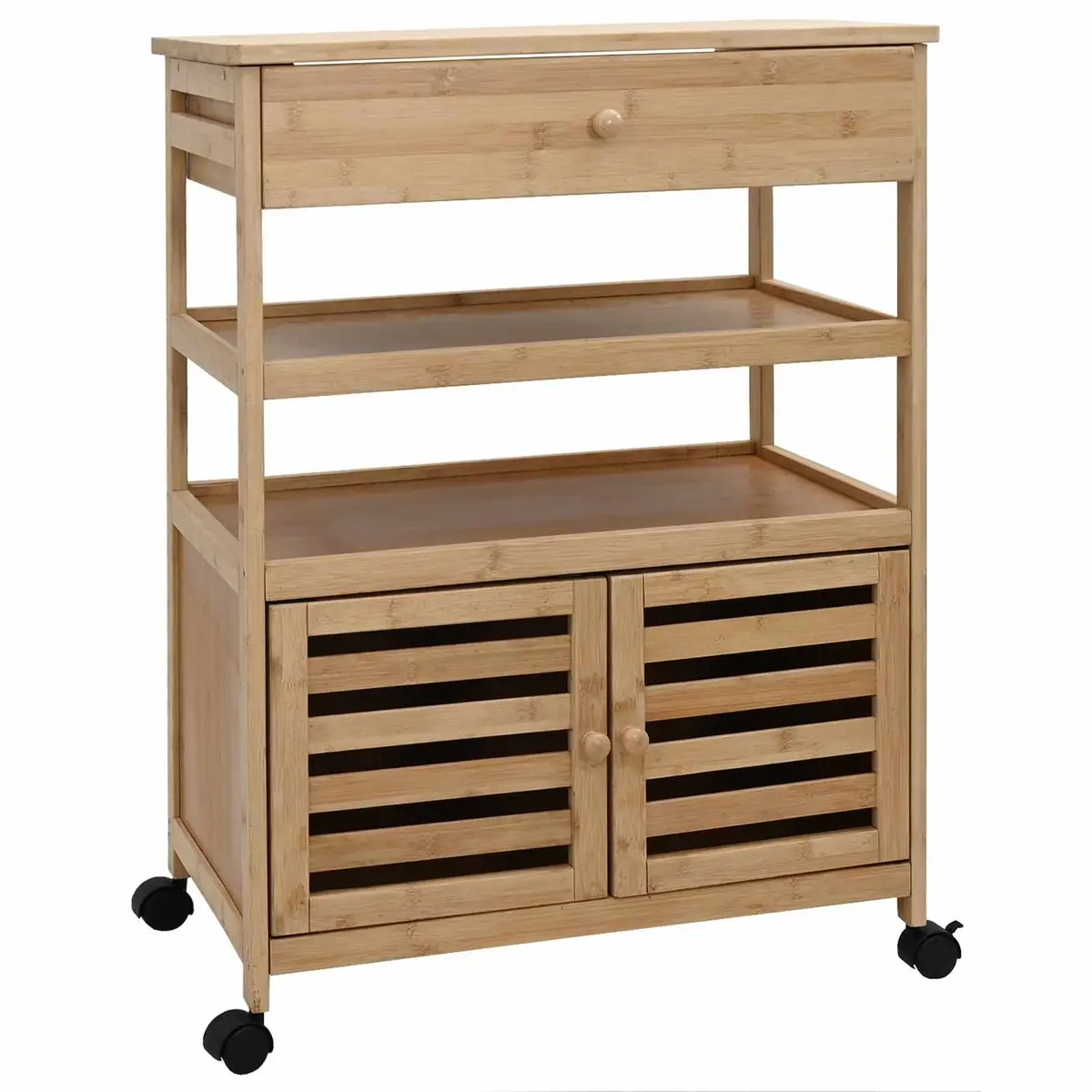 Bamboo Kitchen Trolley with Wheels for Easy Storage