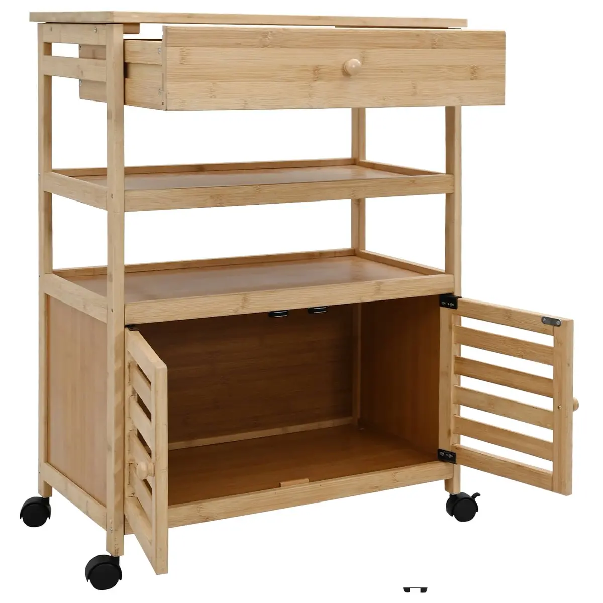 Bamboo Kitchen Trolley with Wheels for Easy Storage