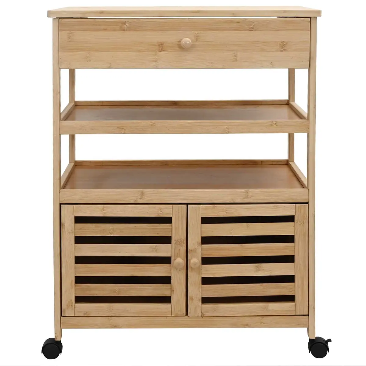Bamboo Kitchen Trolley with Wheels for Easy Storage