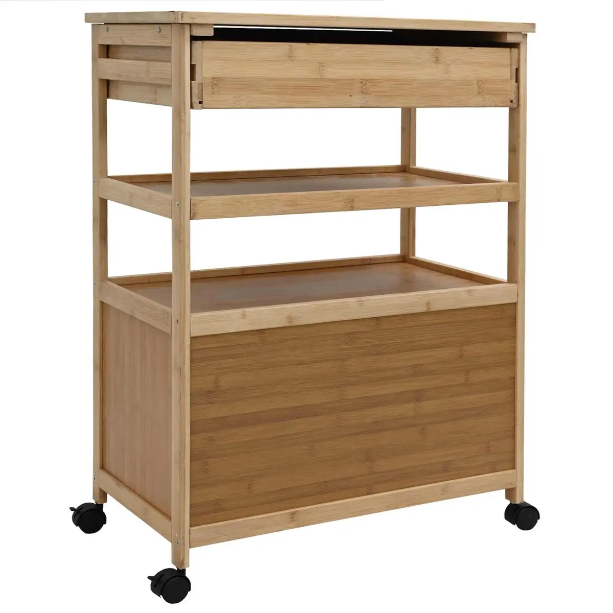 Bamboo Kitchen Trolley with Wheels for Easy Storage