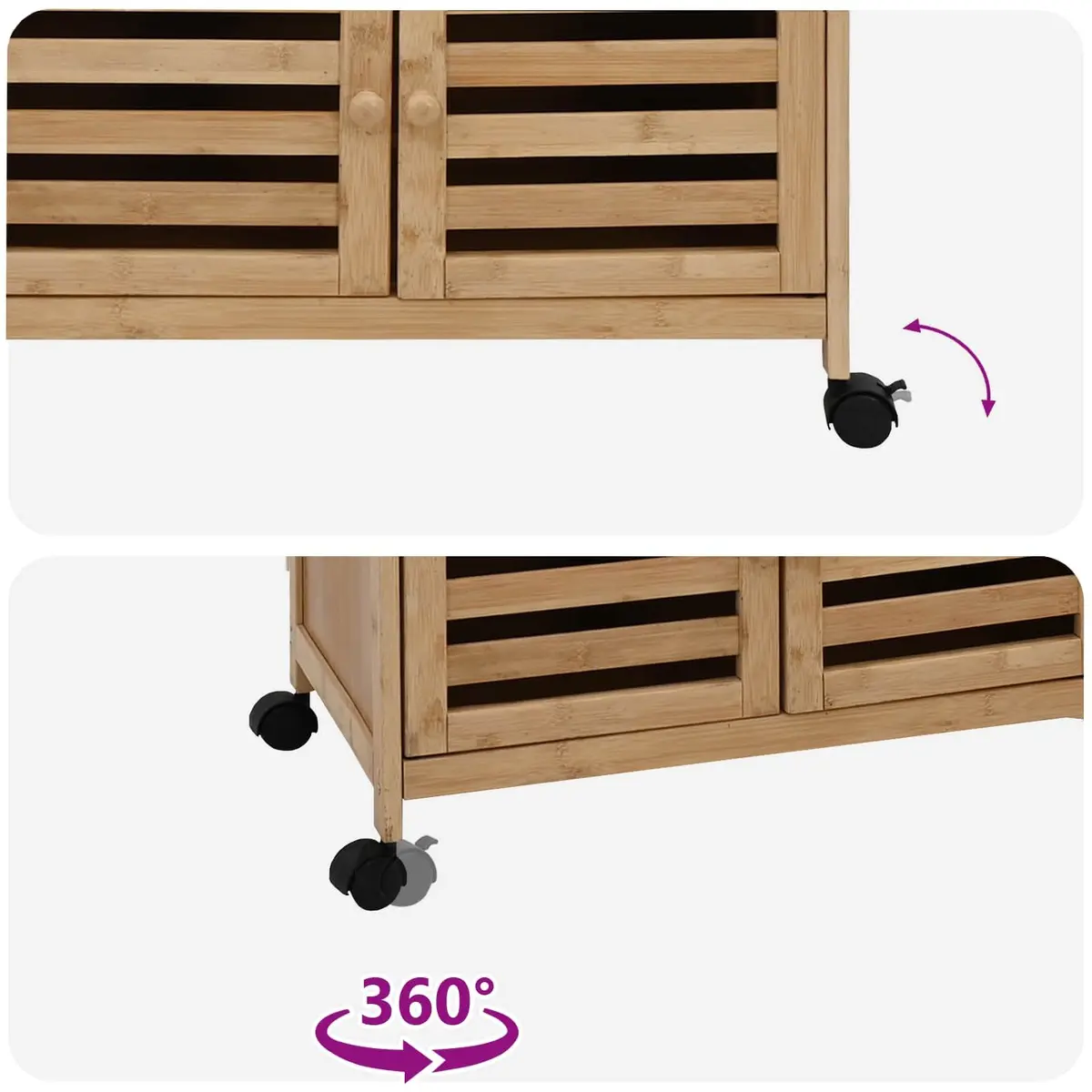 Bamboo Kitchen Trolley with Wheels for Easy Storage