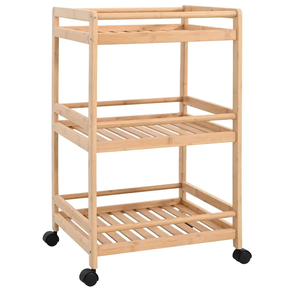 Bamboo Kitchen Trolley with Wheels 46x38x76cm