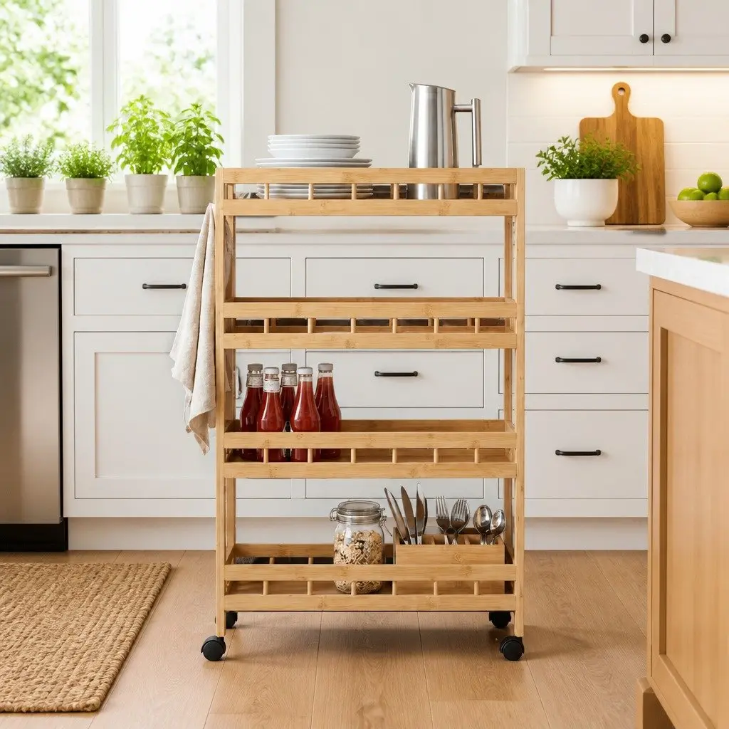 Kitchen Trolley with Wheels 60x18x97cm