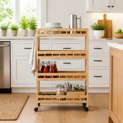 Stylish Kitchen Trolley with Wheels 60x18x97cm