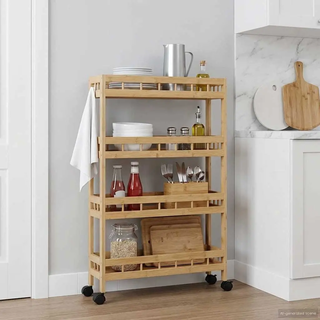 Kitchen Trolley with Wheels 60x18x97cm