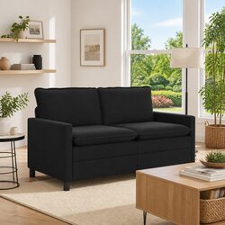 Elegant Black Velvet Sofa for Cozy Living Spaces