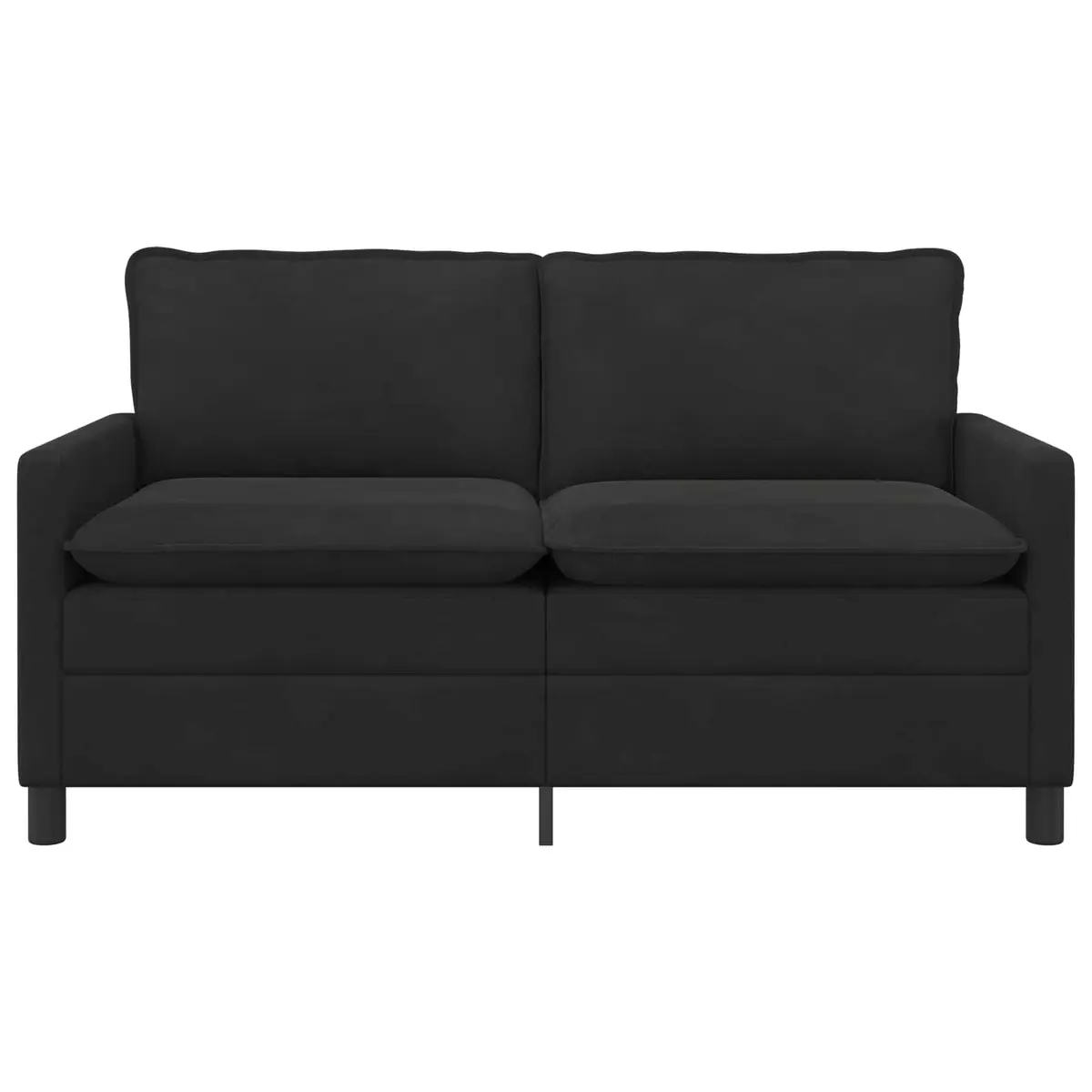 Black Velvet Sofa Modern Rectangular Couch Indoor Seating Metal Frame